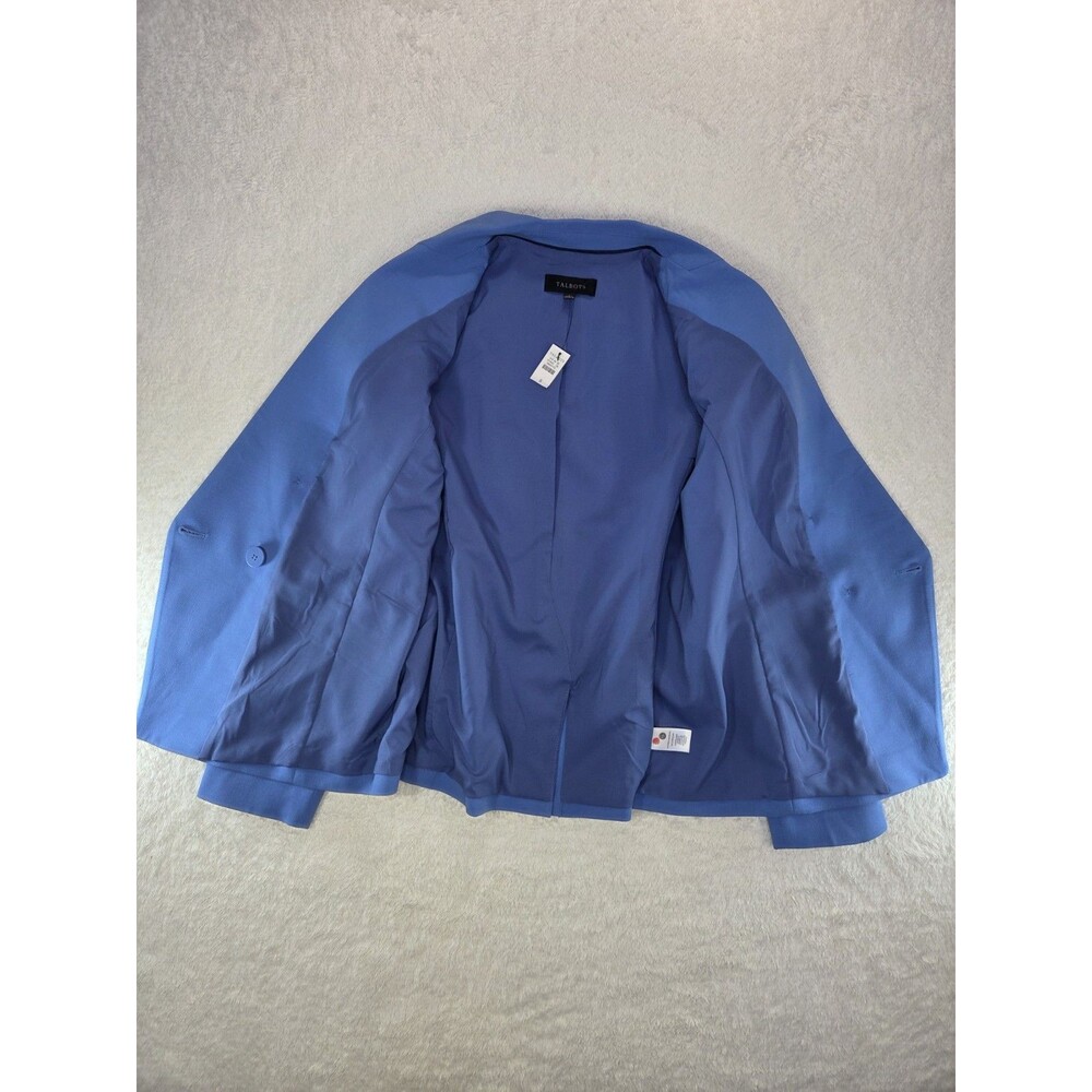 Talbots Blue Double Breasted Blazer Size 8 Silver Crest Buttons New With Tags - Picture 11 of 15
